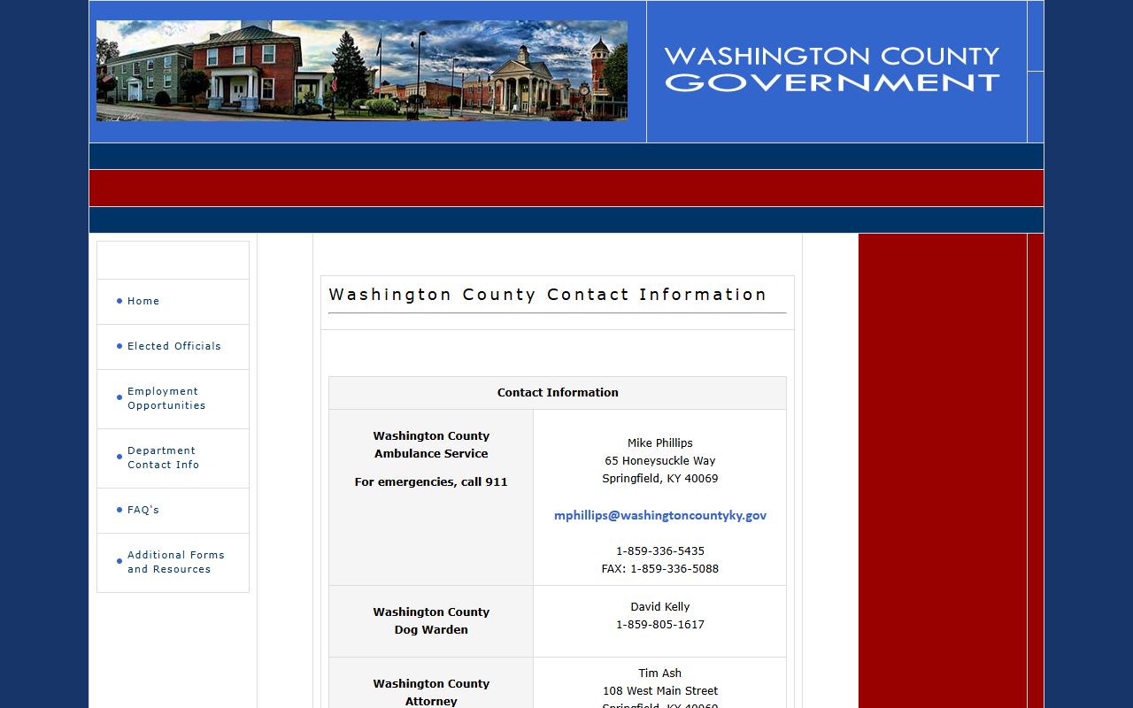 Washington County court records county contact list