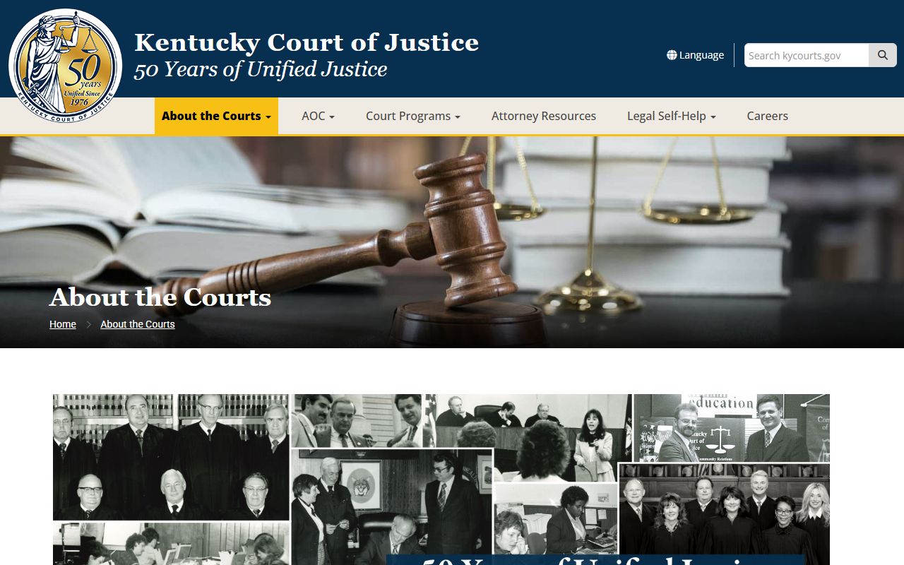 Washington County court records Kentucky Court of Justice hierarchy page