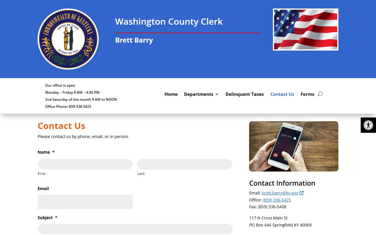 Washington County court records County Clerk contact page