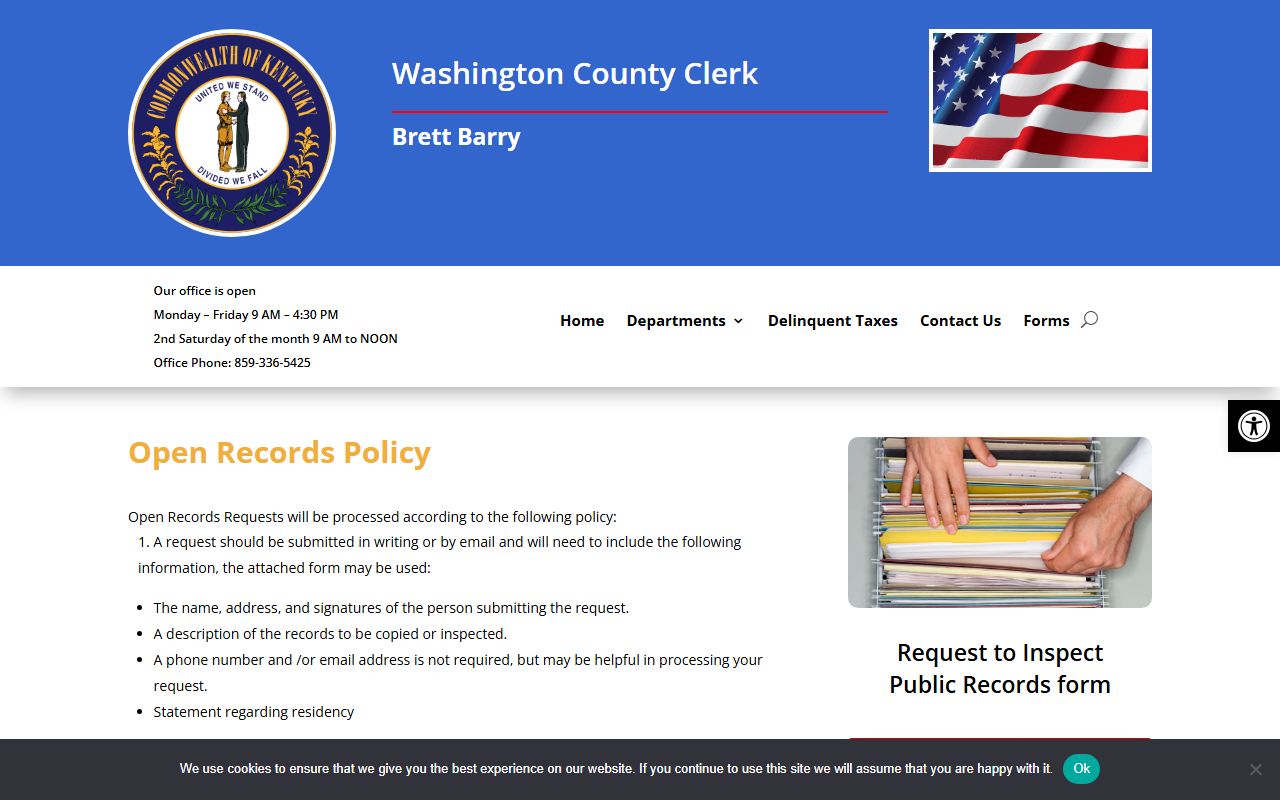 Washington County court records open records policy