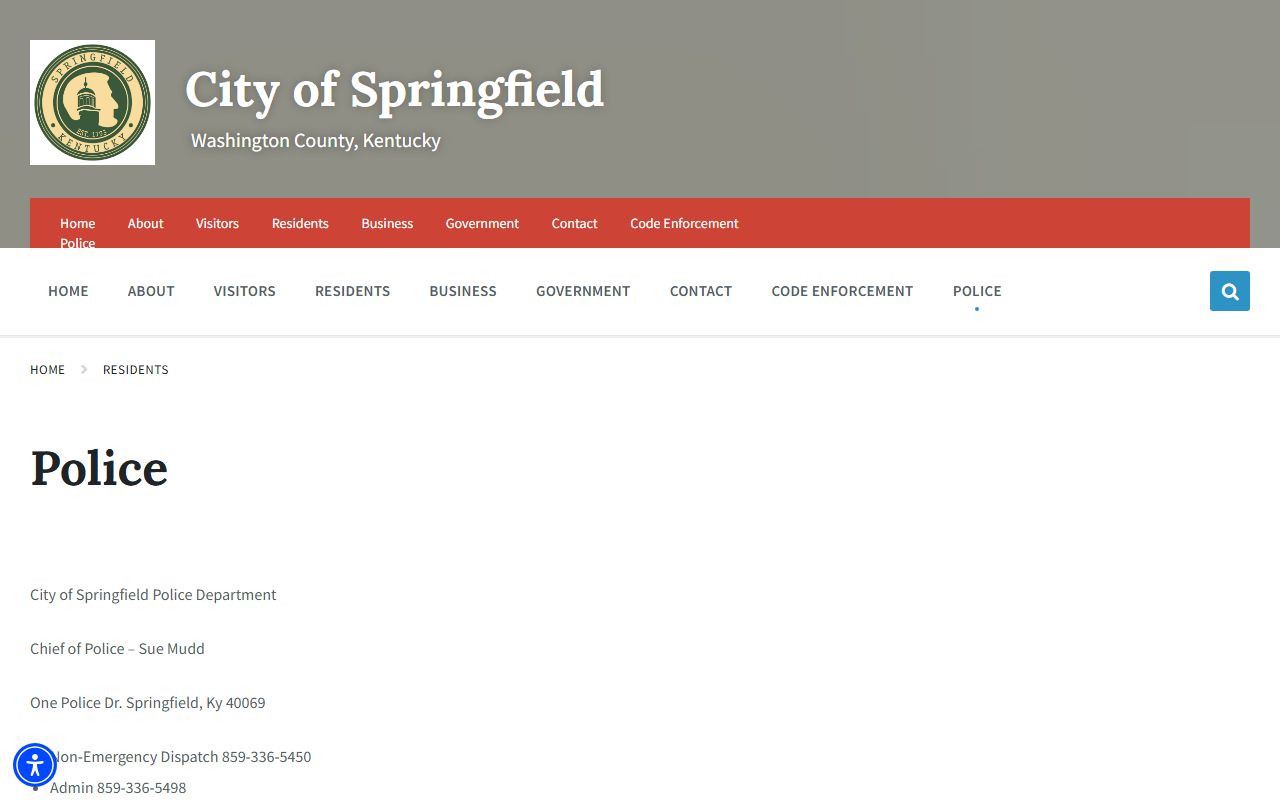 Washington County arrest records Springfield police and sheriff contacts