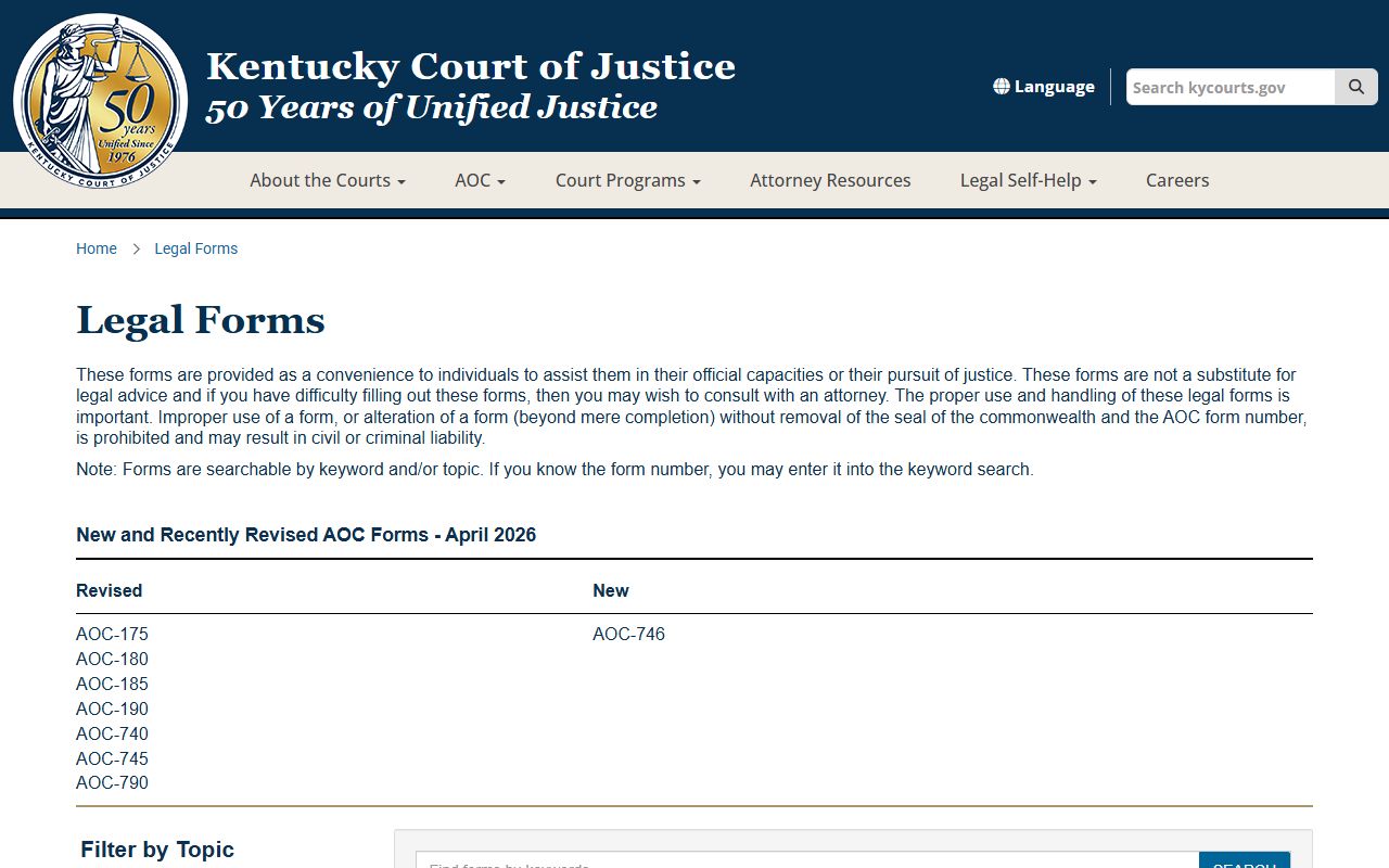 Washington County court dockets KCOJ legal forms page