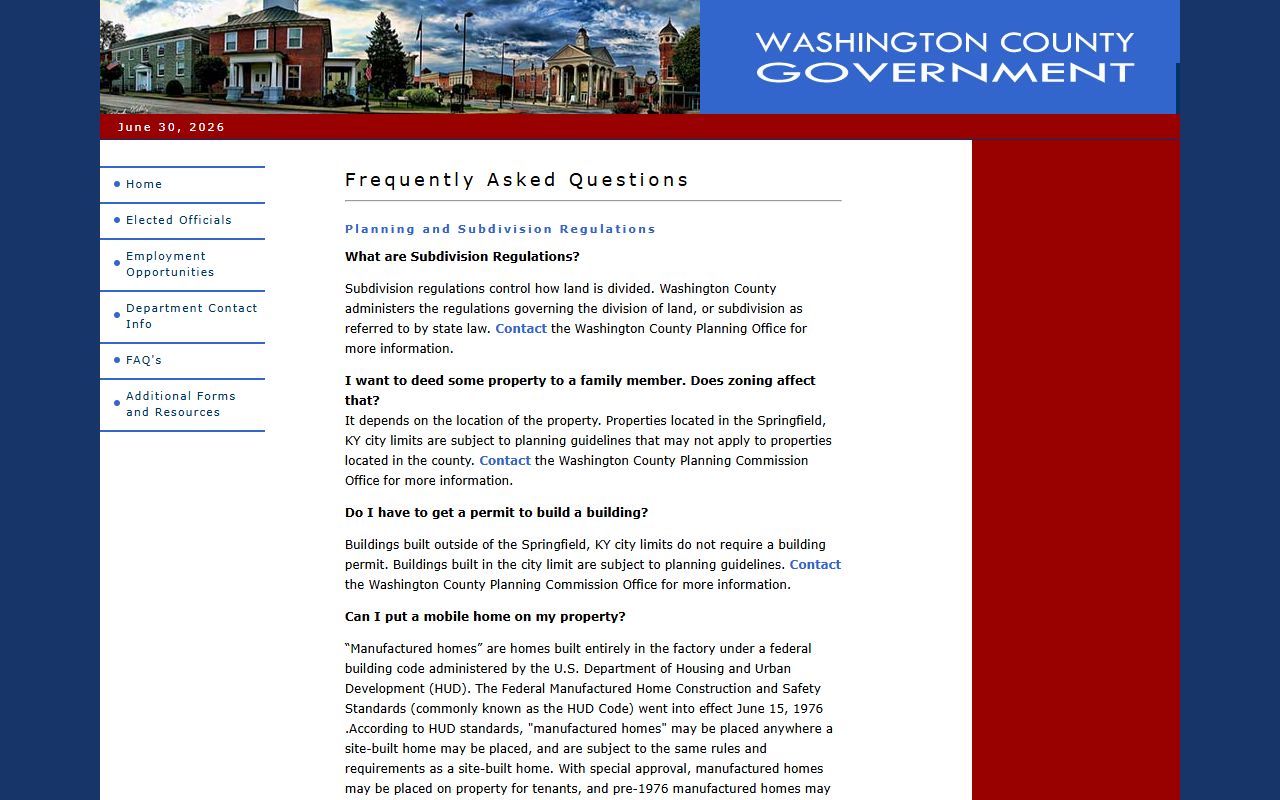 Washington County inmate records county FAQ local custody context