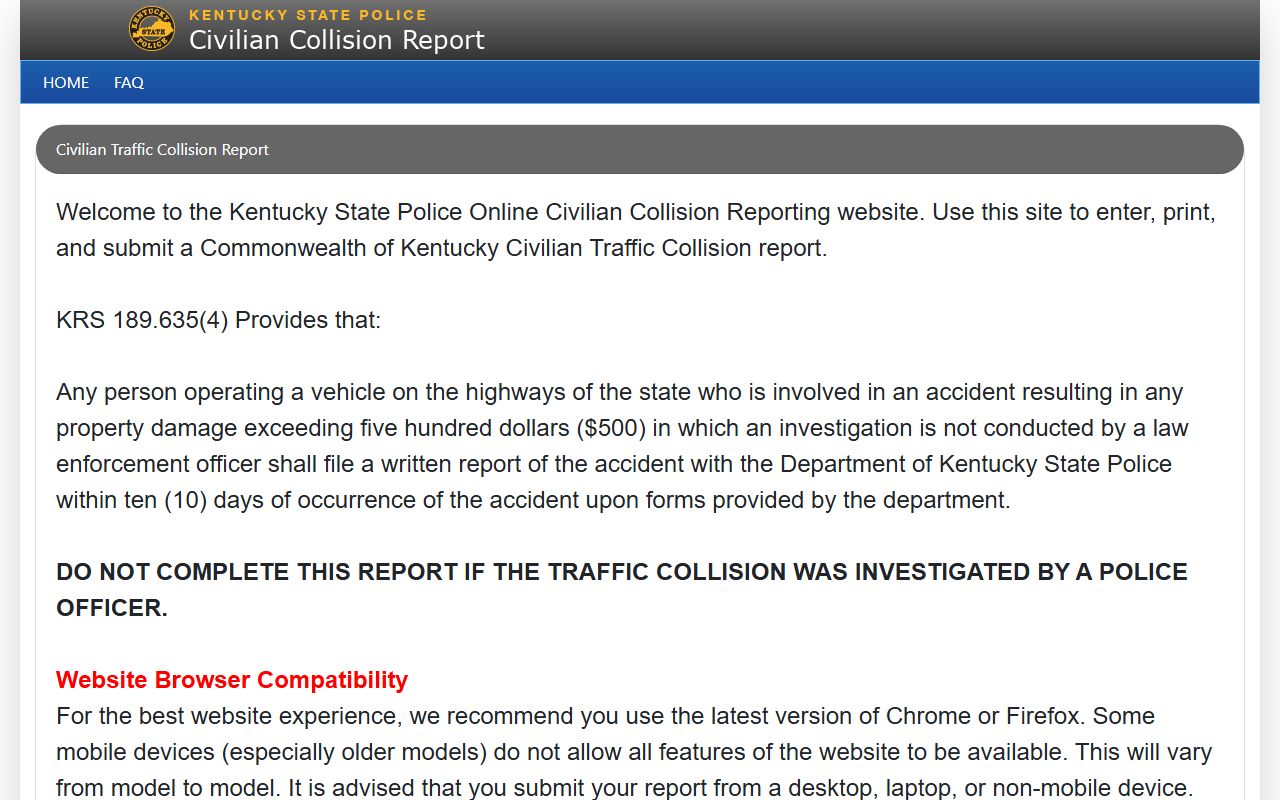 Washington County warrant records separate KSP collision reporting portal
